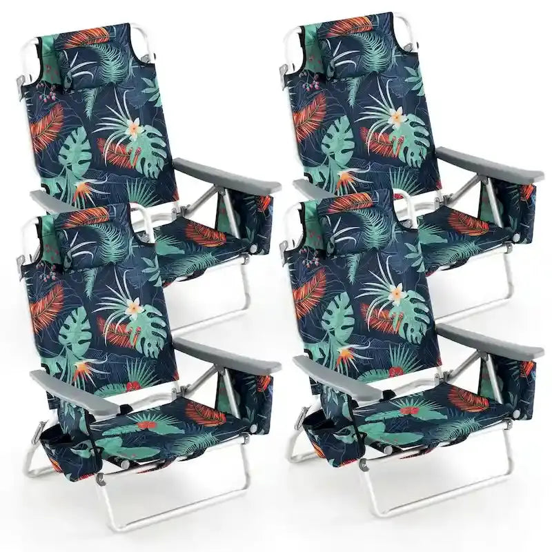 Costway 4-Pack Foldable Backpack Beach Chairs  5-Position Outdoor Seating