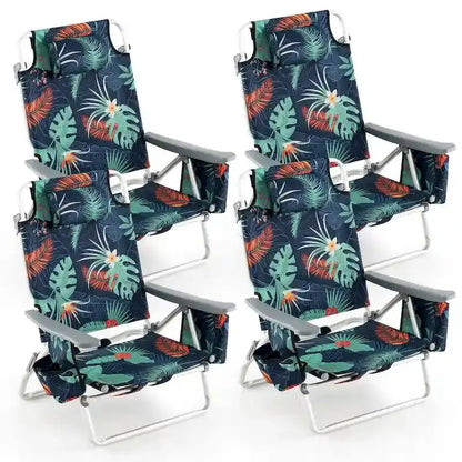Costway 4-Pack Foldable Backpack Beach Chairs  5-Position Outdoor Seating