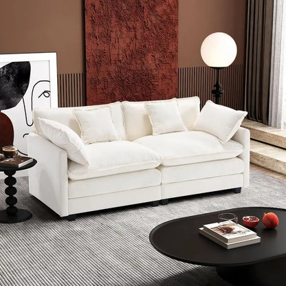 111.4-Inch L-Shaped Modular Cloud Sofa  Chenille 4-Seater with Ottoman & Deep Seat Design