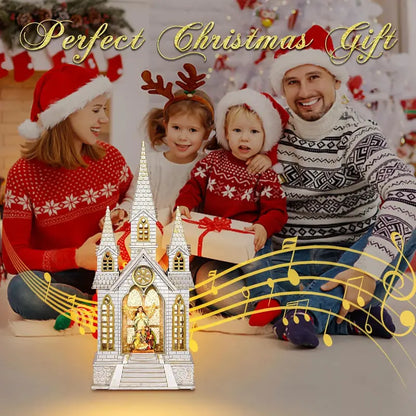 DGSCAK Church Snow Globe Lantern, Resin, Retro Style, Musical with Timer, USB/Battery Powered, Christmas Decor