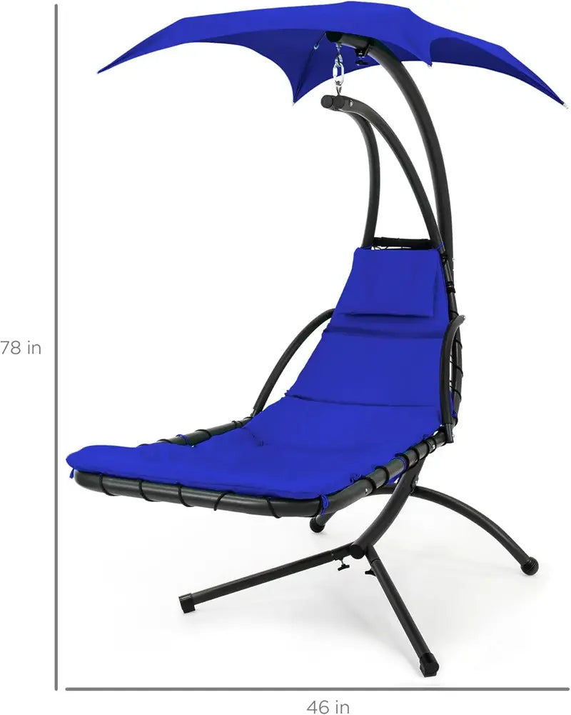 Best Choice Products Curved Hanging Steel Chaise Lounge Swing  Charcoal Gray with Pillow & Canopy