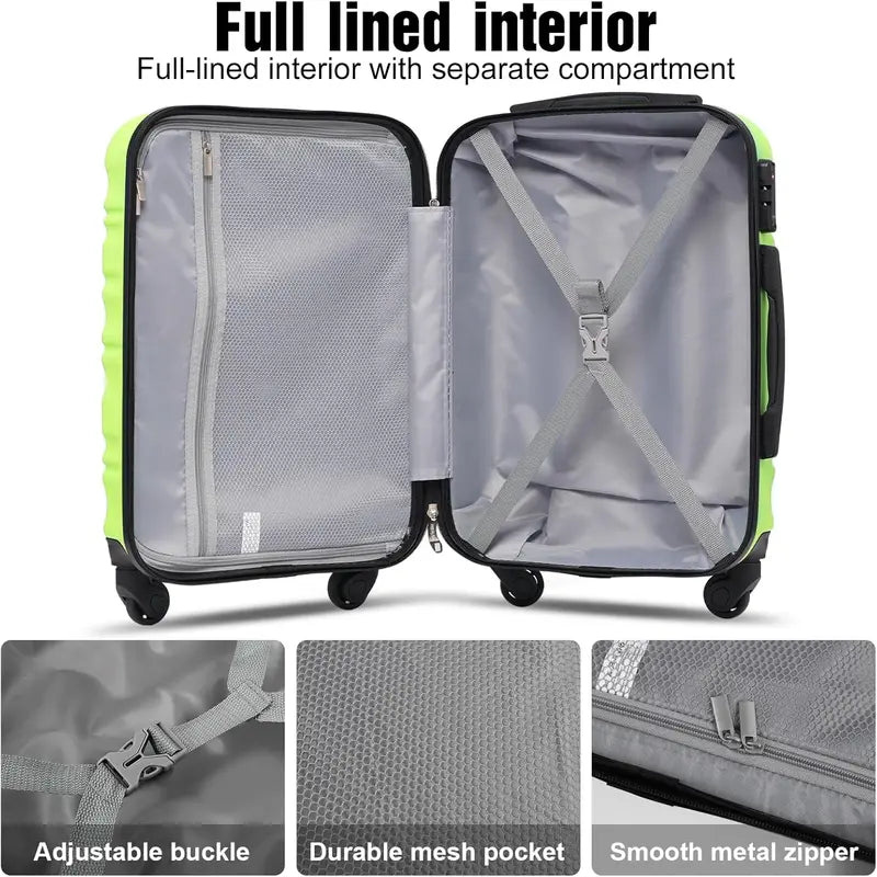 LONG VACATION ABS+PC 6-Piece Luggage Set  Expandable Hardshell Suitcases with YKK Zippers, TSA Locks & 360° Wheels