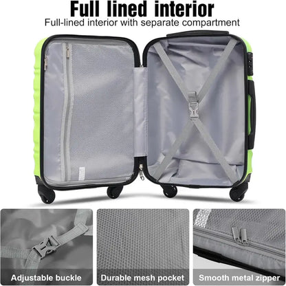 LONG VACATION ABS+PC 6-Piece Luggage Set  Expandable Hardshell Suitcases with YKK Zippers, TSA Locks & 360° Wheels