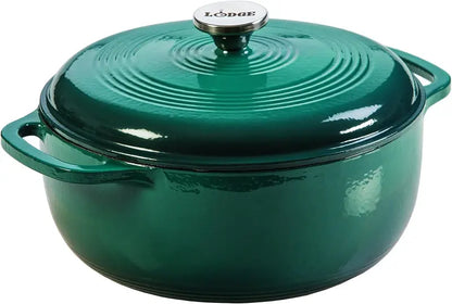 Lodge 6-Quart Island Spice Red Enamel Cast Iron Dutch Oven  Moisture-Sealing Lid, Dual Handles