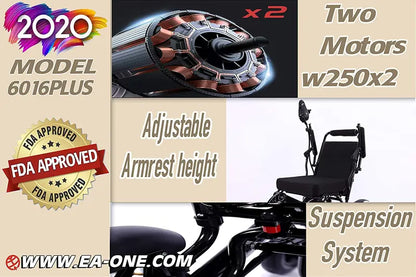 2020 Gray Foldable Electric Power Wheelchair — Remote-Controlled, Aviation-Approved Mobility Scooter with 19″ Seat