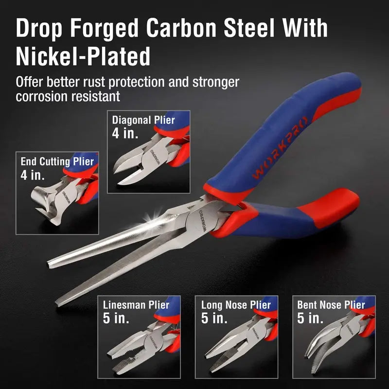WORKPRO Mini Pliers Set  6-Piece Compact Hand Tool Kit with Carrying Pouch