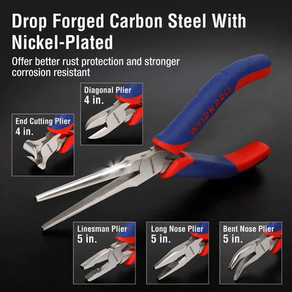 WORKPRO Mini Pliers Set  6-Piece Compact Hand Tool Kit with Carrying Pouch