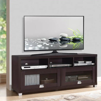Techni Mobili Durbin 58″ TV Stand, Espresso Finish, Fits TVs Up to 75″, Contemporary Design with Storage