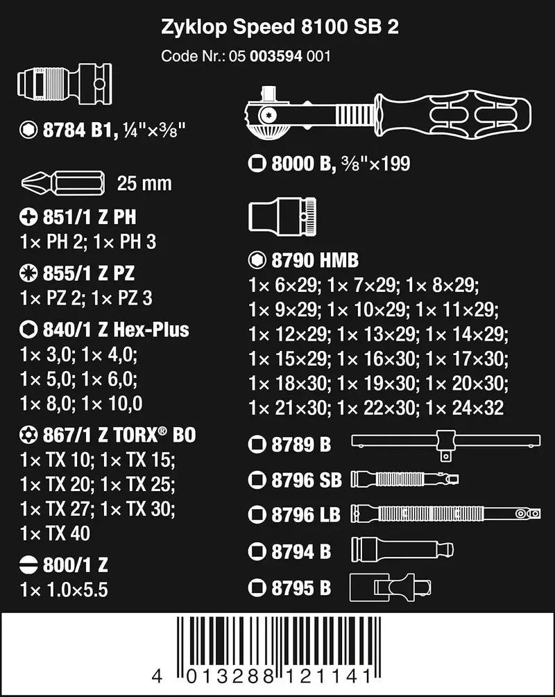 Zyklop 3/8¡å Metric Ratchet Set  43-Piece 8100 SB 2 Tool Kit (Model 5003594001)