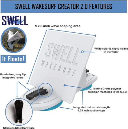 SWELL Wakesurf Creator FBA_1FT  Durable White Wave Generator for Inboard Boats with Easy Hook & Loop Installation