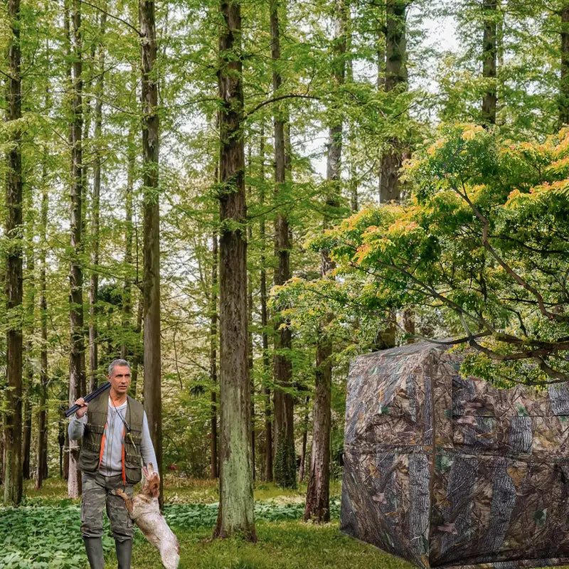 FUNHORUN 360° See-Through Hunting Blind, Camouflage, Easy Setup, Accessible Design, Fits 2-3 Hunters