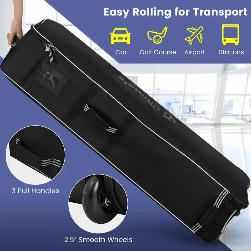 Wheeled Golf Travel Bag with Triple Pull Handles for Easy Transport