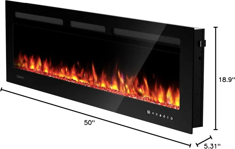 50″ Ultra-Slim Smart Electric Fireplace  5300 BTU Heat Output, Wall-Mount or Built-In Option