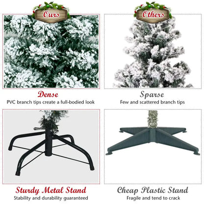 Adjustable-Size Pre-Lit Snow-Flocked Christmas Tree — Available in 4.5ft, 6ft, and 7.5ft Heights