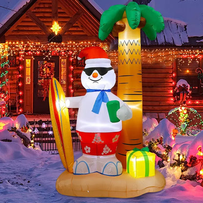 JingleJoy 8ft Inflatable Santa & Snowman with LED Lights  Outdoor Christmas Decor