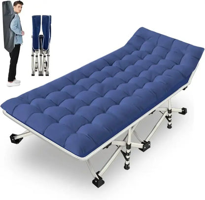 Heavy-Duty Folding Camping Cots with Built-in Mattresses  2-Piece Set for Outdoor Comfort