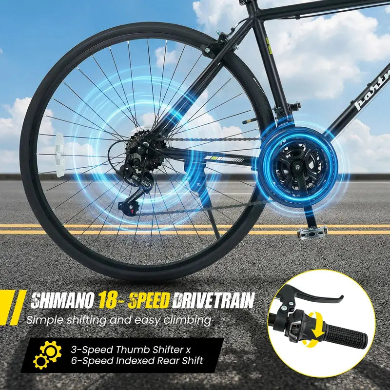 18-Speed Hybrid Commuter Bike  700C Wheels, Shimano Drivetrain, Urban Ready