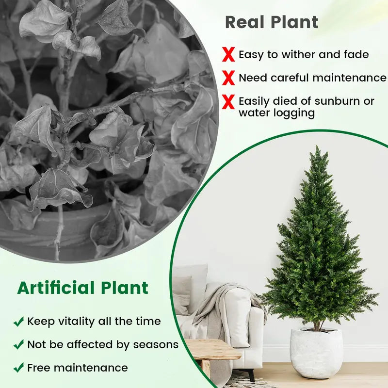 Set of Two 4-Foot Artificial Cedar Topiaries ¡ª Weather-Resistant Outdoor Potted Shrubs