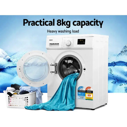 Devanti 8kg Front-Load Washing Machine  Quick Wash & 24-Hour Delay Start