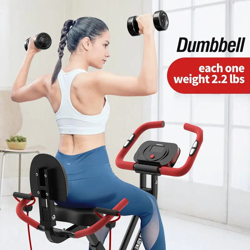 Pooboo X819 Foldable Magnetic Exercise Bike  8-Resistance Levels, LCD Display, 350 lb Weight Capacity
