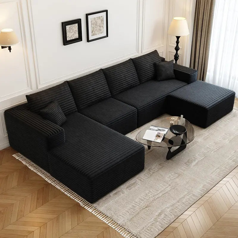 Cloud Modular L-Shaped Sectional Sofa  107.5-Inch Minimalist Corner Lounge with Deep Seating