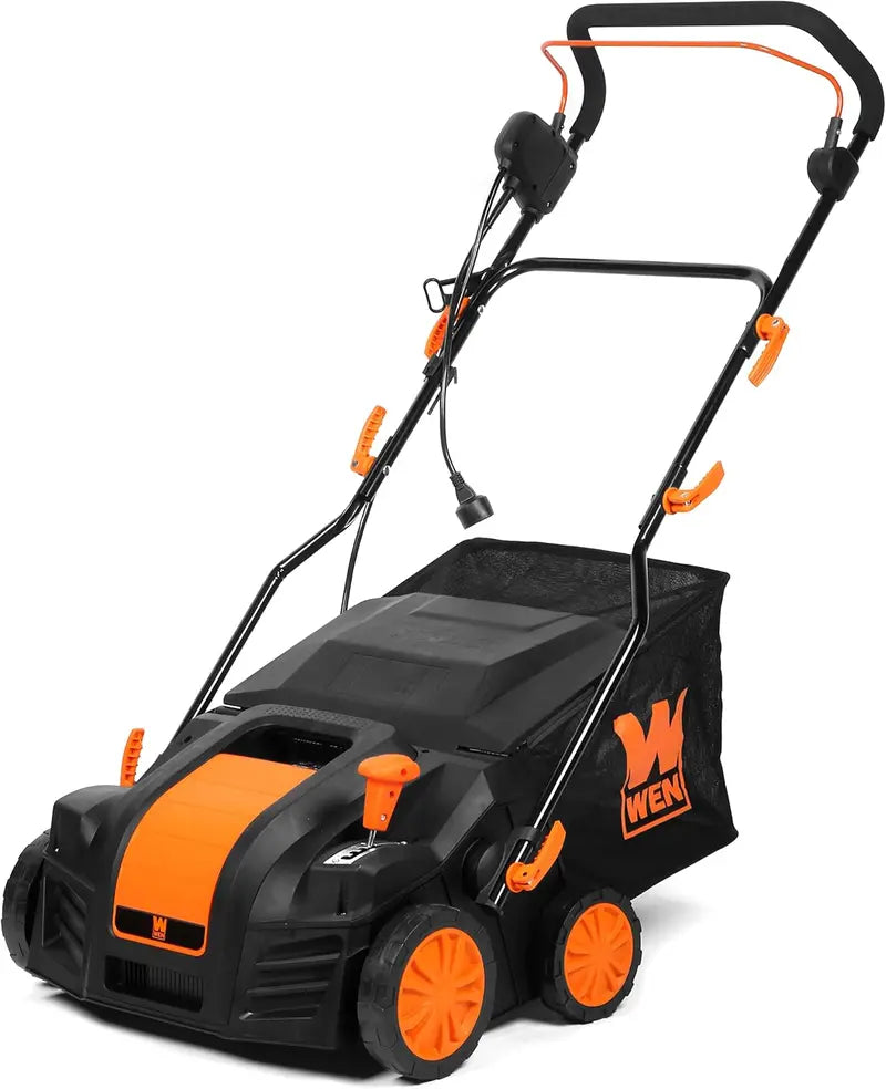 WEN DT1516 16-Inch 2-in-1 Electric Dethatcher and Scarifier with Integrated Debris Collection Bag