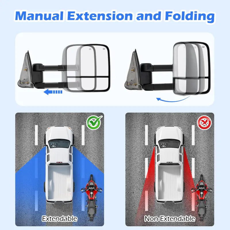 Towing Mirrors for 20032006 Chevrolet Silverado & GMC Sierra Full-Size Trucks