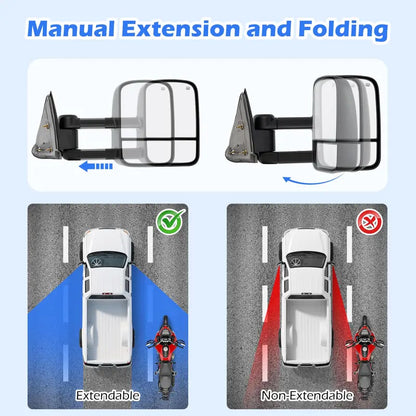 Towing Mirrors for 20032006 Chevrolet Silverado & GMC Sierra Full-Size Trucks