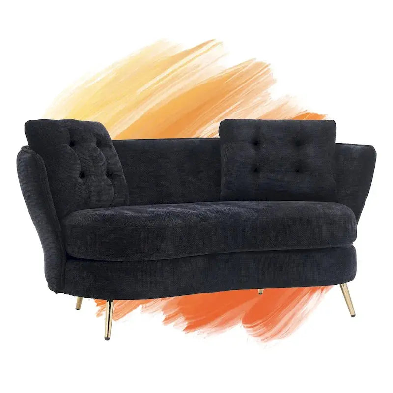 Luxury Velvet Loveseat Featuring Gold-Tone Metal Legs  Contemporary Sofa
