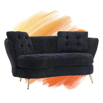 Luxury Velvet Loveseat Featuring Gold-Tone Metal Legs  Contemporary Sofa