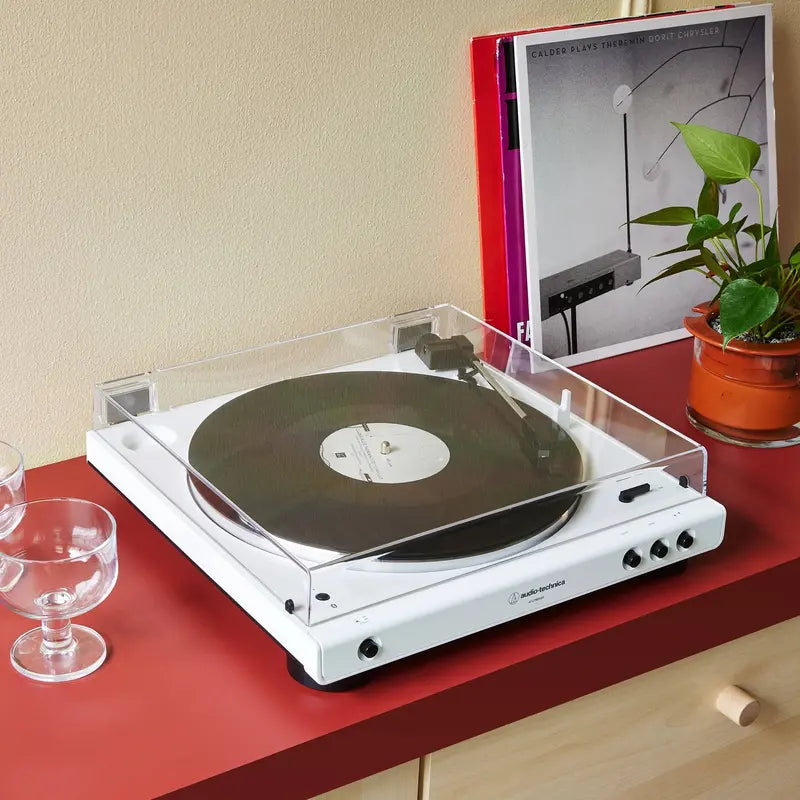 Audio-Technica AT-LP60XBT Wireless Bluetooth Turntable  White Wood Finish