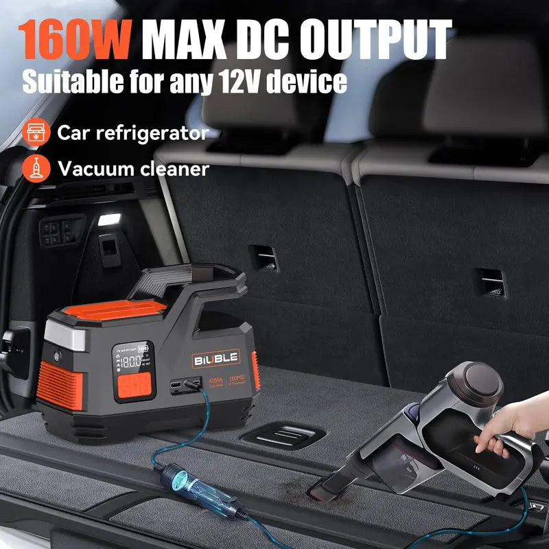 4500A Peak Car Jump Starter with Integrated 150 PSI Air Compressor  Supports Gas Engines up to 10.0L and Diesel Engines