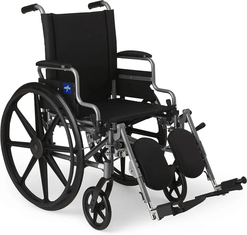 Lightweight Adult Wheelchair Featuring Swing-Away Arms, Elevating Leg Rests, and Compact 18″W × 16″D Seat