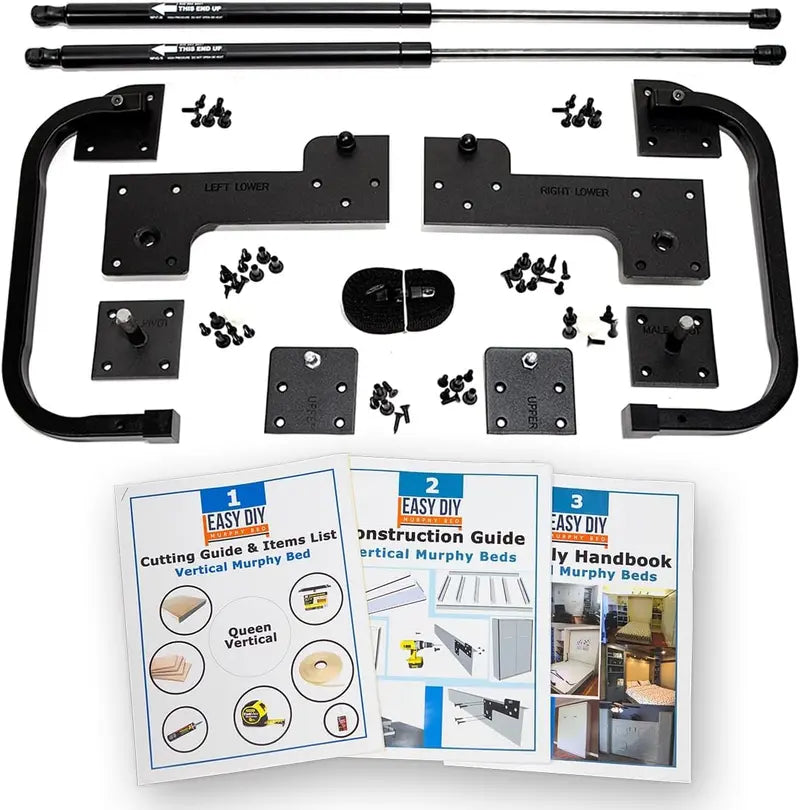 DIY Queen Murphy Bed Hardware Kit  Space-Saving Wall-Mounted Lift System with Pull-Down Mechanism (Made in CA)