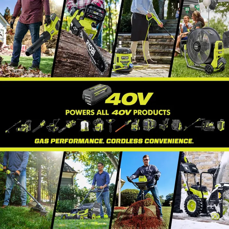 Ryobi 40V HP Brushless AWD Lawn Mower  21-Inch Self-Propelled Whisper Series with Dual 6.0Ah Batteries and Fast Charger