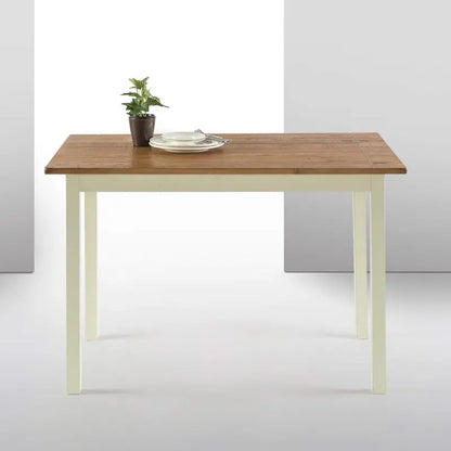 White Farmhouse-Style Dining Table—Table-Only Option with Rustic Charm for Kitchens and Open-Concept Living Areas