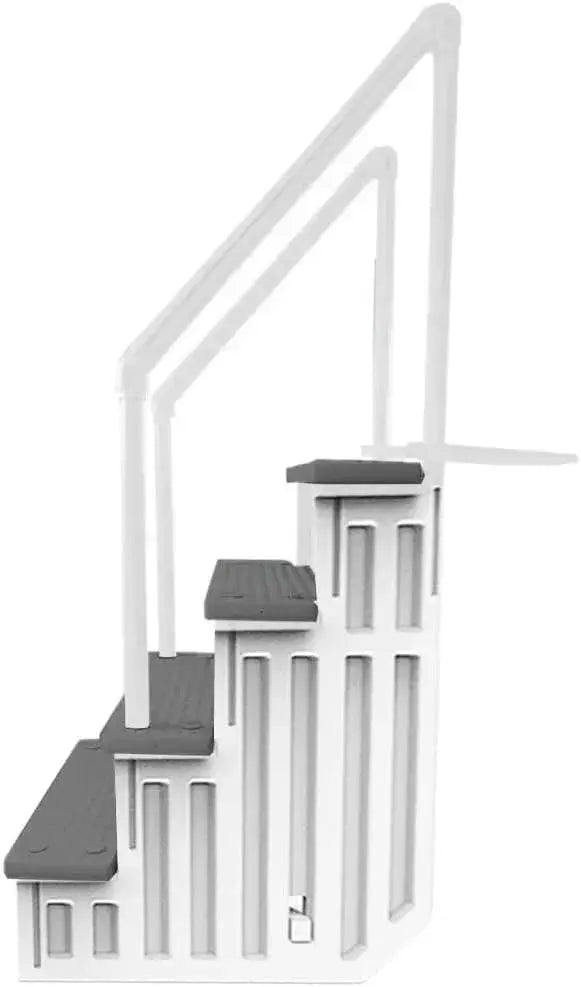 Non-Slip Pool Entry Steps  Grey Aluminum Stairs for Above-Ground Pools, 122137 cm Installation Height, 136 kg Max Load