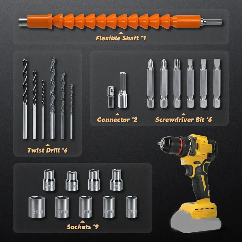20V Brushless Cordless Drill Driver  Dewalt Battery Compatible, Two-Speed Control