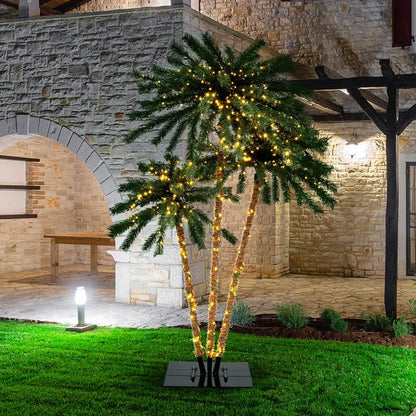 Pre-Lit Artificial Coconut Palm Christmas Tree  4, 5, or 6 Feet Tall with Sturdy Metal Stand