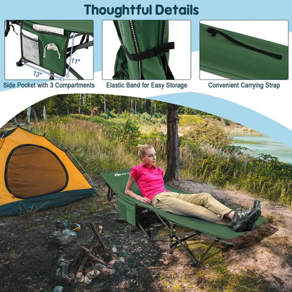 Heavy-Duty Folding Camping Cot, 27.5-Inch Wide Adult Cot with 600-LB Capacity & Carry Bag
