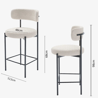 Lot de 2 tabourets de bar bouclette blanche Agathe