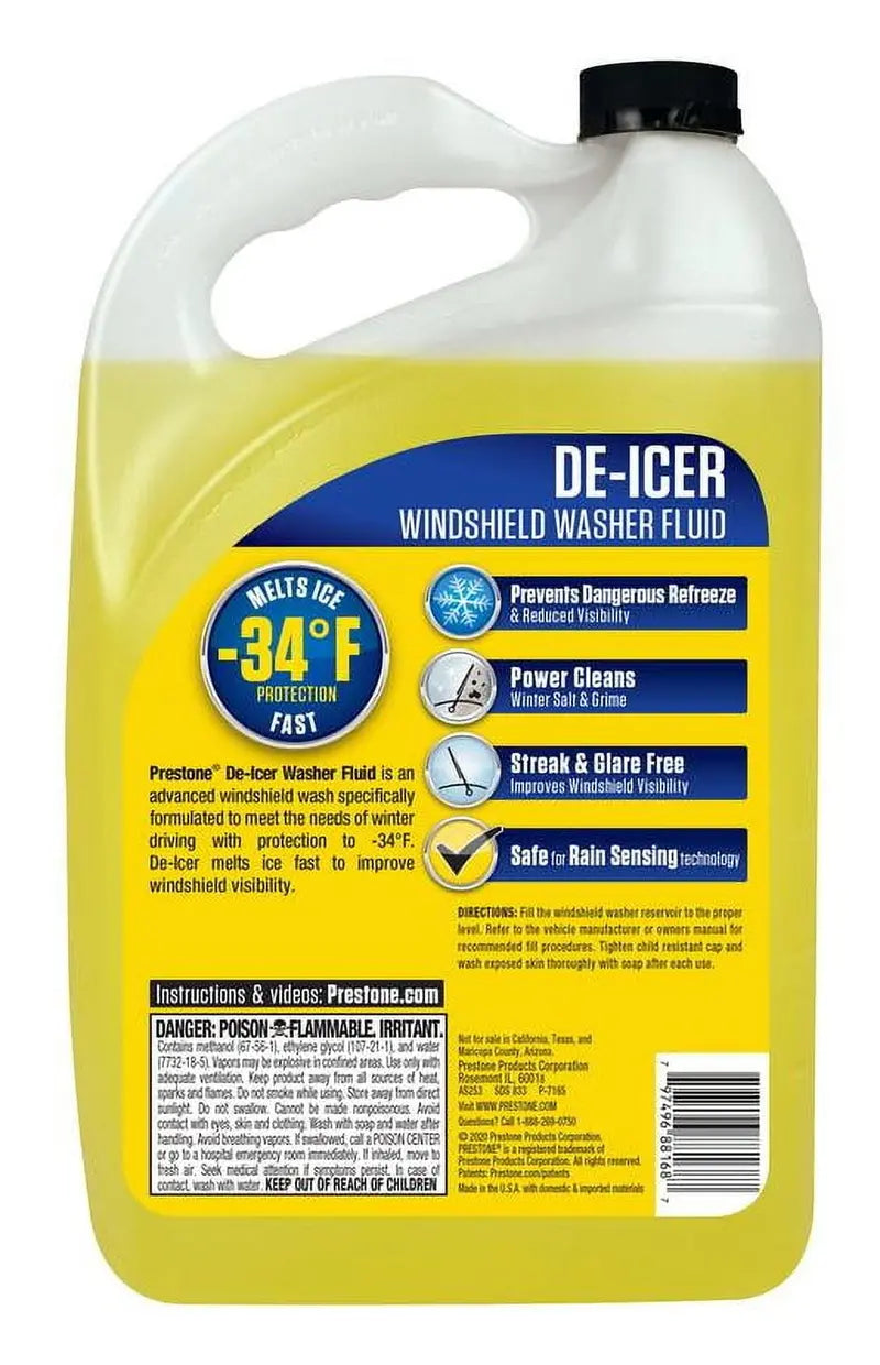 Prestone Windshield Washer Fluid & De-Icer, -34°F Protection, 1 Gallon