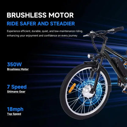 26-Inch Adult Electric Tricycle  3-Wheel Fat-Tire Design, 7-Speed, 350W Motor, 36V 10Ah Removable Battery