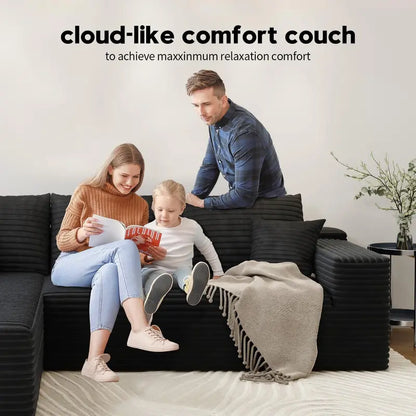 Cloud Modular L-Shaped Sectional Sofa  107.5-Inch Minimalist Corner Lounge with Deep Seating