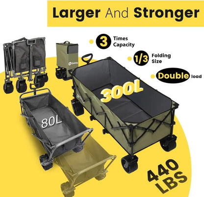 Sekey Extended Travel Cart  48¡å Foldable Garden &amp; Utility Wagon, 440 lb Load Limit, 300L Capacity