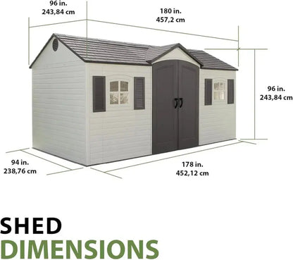 Lifetime 8 ft × 15 ft Outdoor Storage Shed  Desert Sand Color, Weather-Resistant Design