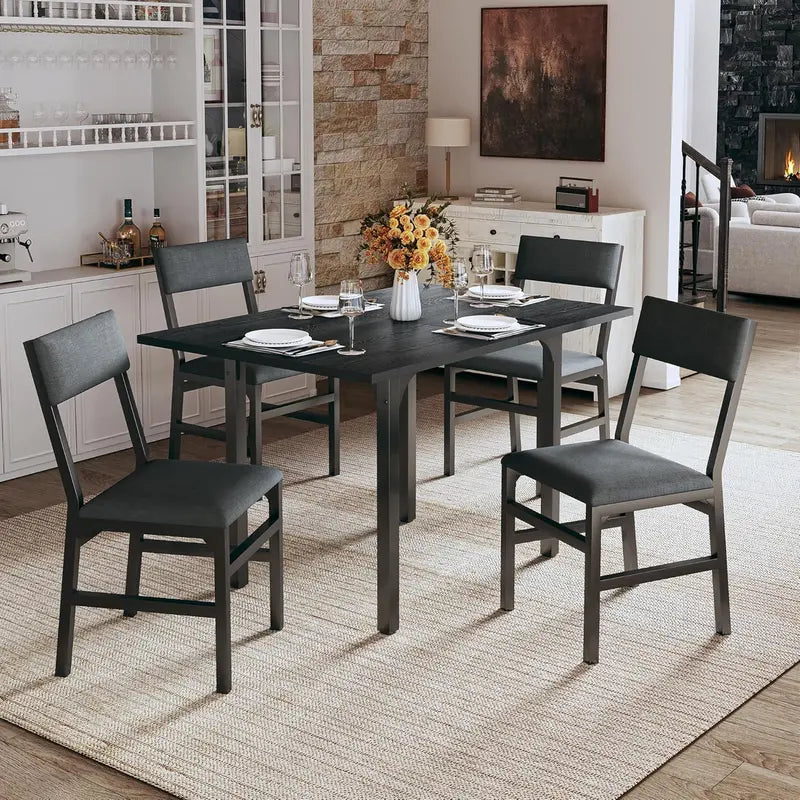 Rectangular Extendable Dining Table Set with Soft-Cushion Seating