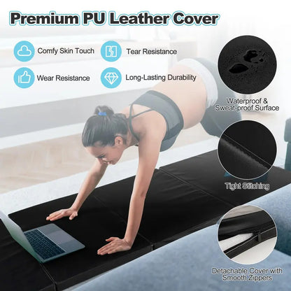 8′ x 4′ Folding Gymnastics Mat  2-Inch Thick Tumbling Pad with Carry Handles and Hook-and-Loop Closure