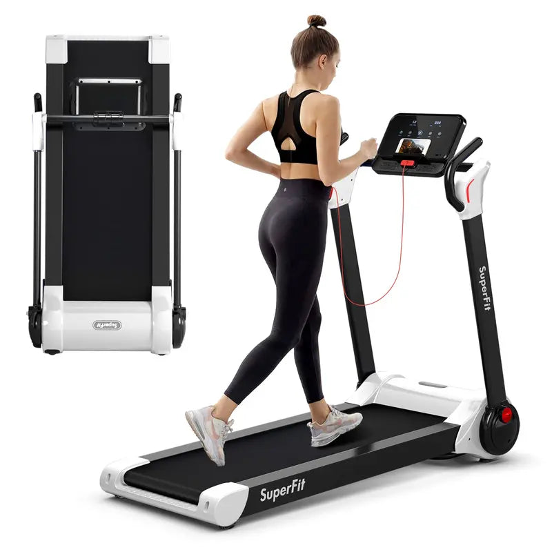 Electric Folding Treadmill  2.25HP Superfit Model with Bright LED Display and Space-Saving Design