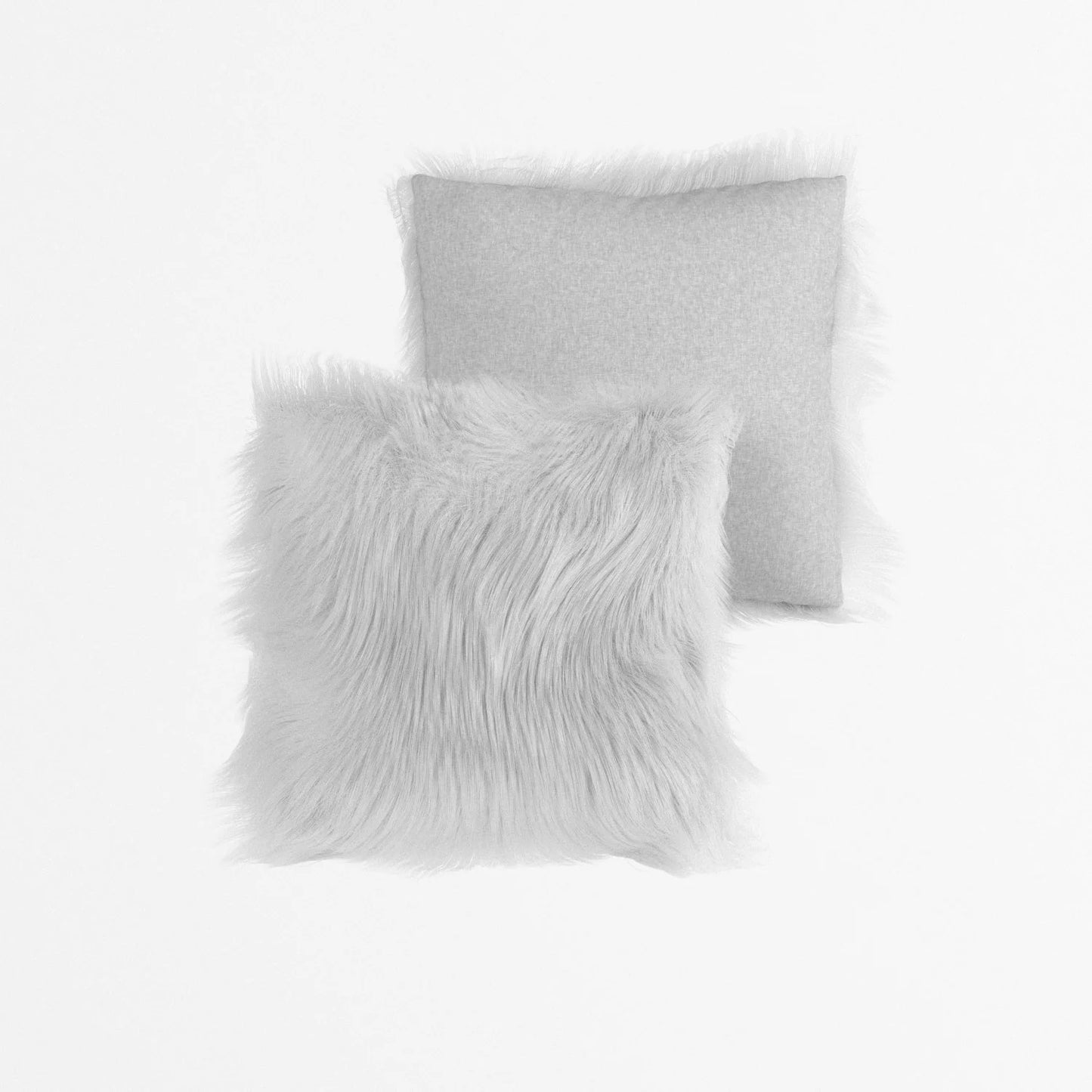 Coussin effet fourrure blanche déhoussable 40x40cm
